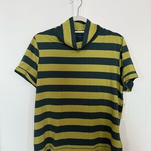NWT Sz L Anthropologie Green and Yellow Striped Tee